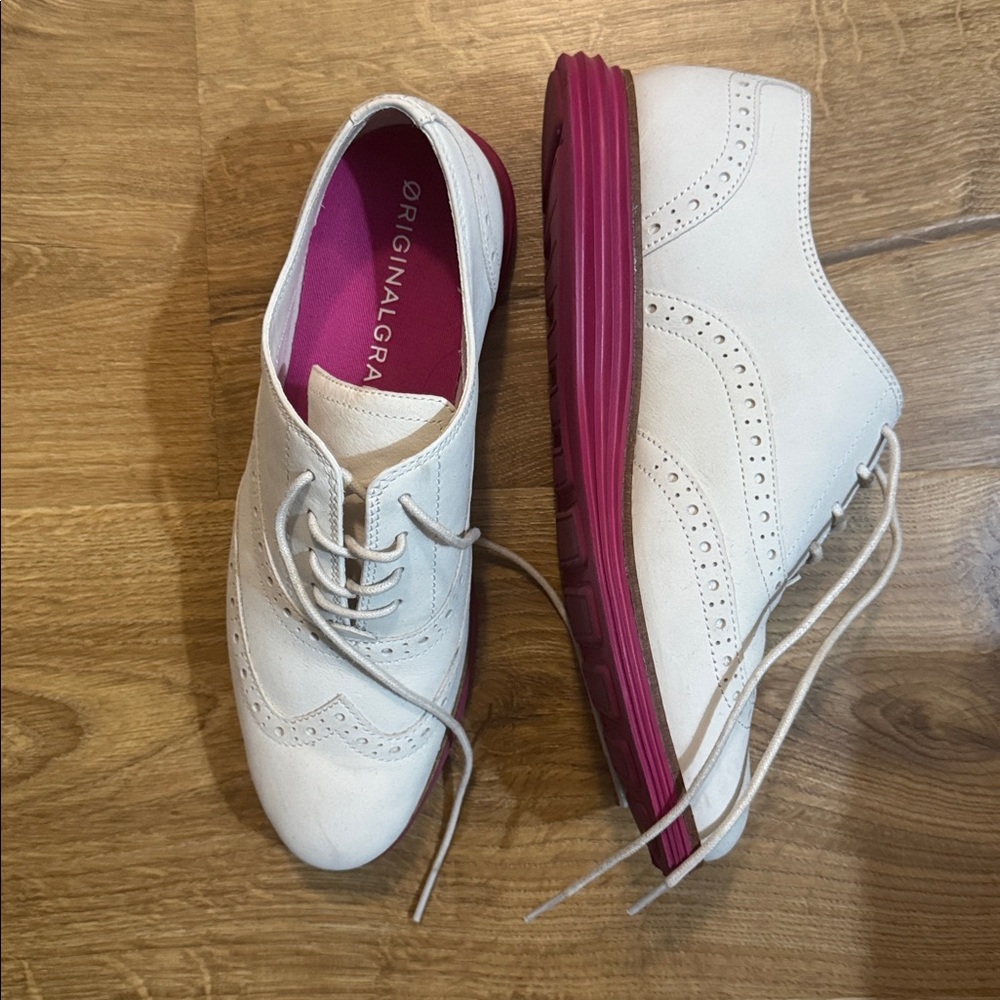 Cole Haan White Wingtips with Magenta Soles